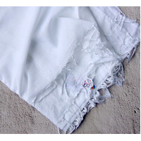 Fine White Cotton Voile Scarf with Fringe 100 x 200cm 