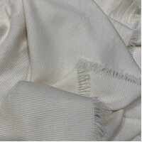 Basket Weave Woollen Fabric 140cm wide - NATURAL WHITE