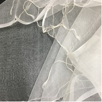Fine Natural White Organza Scarf 2.8mm 70 x 200cm with fringe