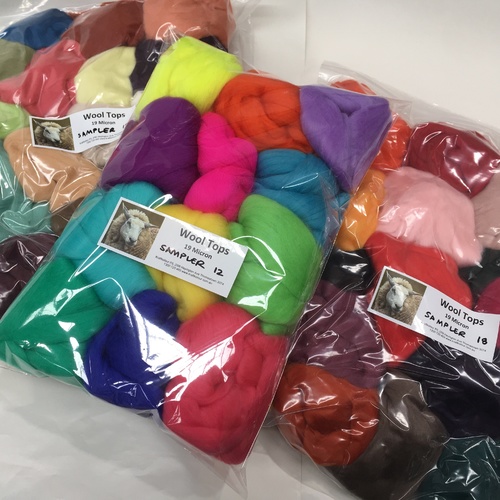 DHG Wool Tops Sampler 12 Random Colours 19 micron