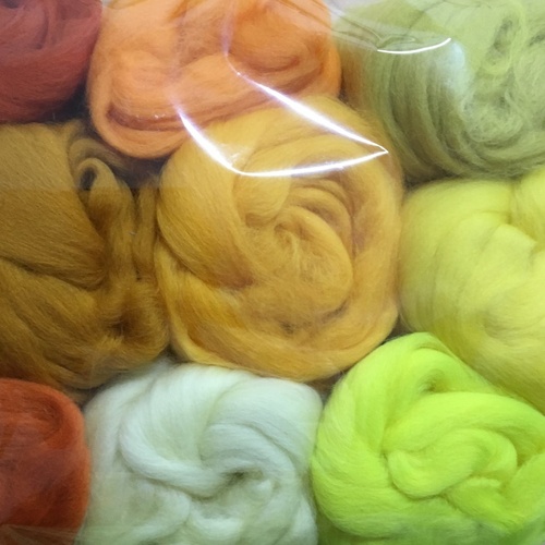DHG Wool Tops Sampler 9 Selected Colours YELLOWS ORANGES 19 micron