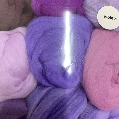 DHG Wool Tops Sampler 9 Selected Colours VIOLETS 19 micron