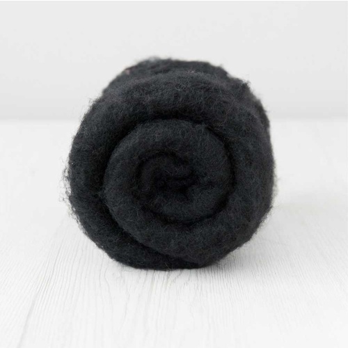 28 micron Carded Wool Batts Black [Size: 50gm]