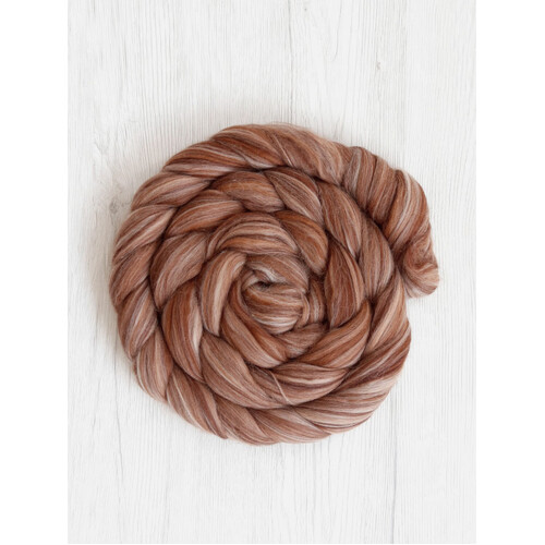 DHG Wool Tops 19 Micron Coloured Blends MAYA CHOCOLATE [SIZE: 50gm]