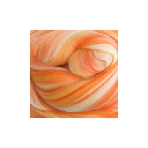 DHG Wool Tops  19 Micron Coloured Blends PAPAYA 50gm