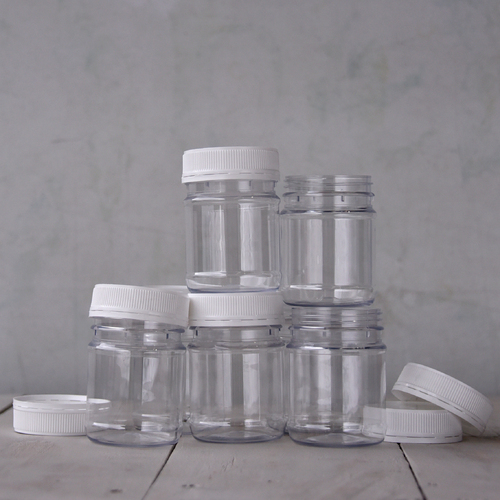 250ml Clear Round PET Jar with wadded lid