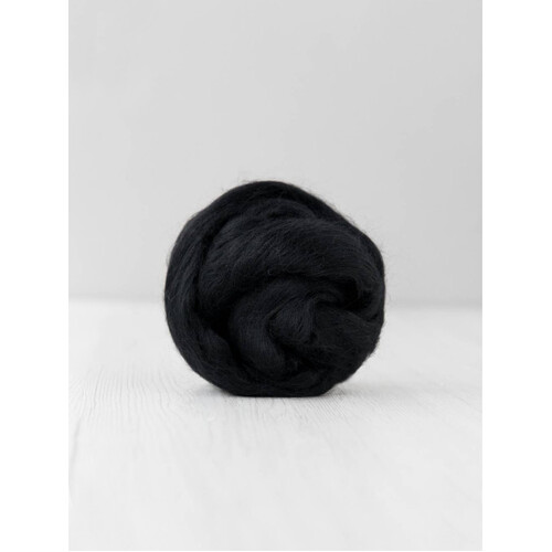 DHG 19 micron Wool Tops BLACK [SIZE: 50gms]