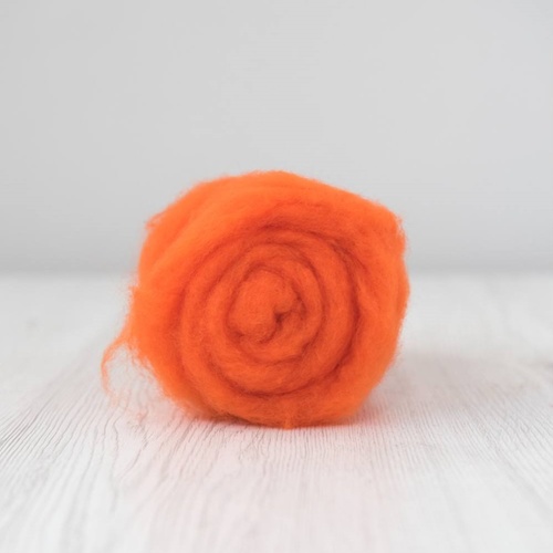 Orange(Arancia) Carded Wool (Size: 50gm) 19 Micron