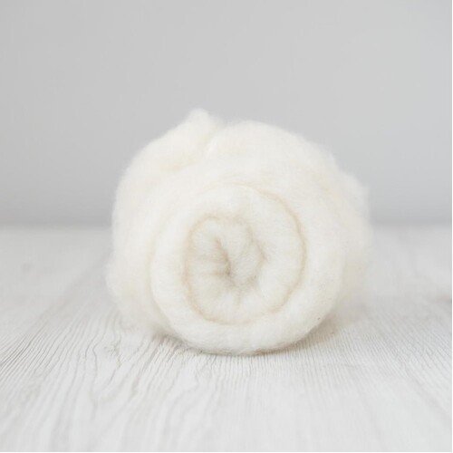 White Carded Wool Batts 19 micron   [SIZE: 50gm] 