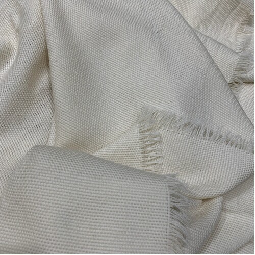 Basket Weave Woollen Fabric 140cm wide - NATURAL WHITE [SIZE: 1mtr]