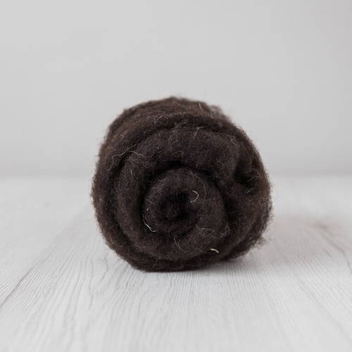 Bergschaf Brown Carded Wool (Size: 100gm)