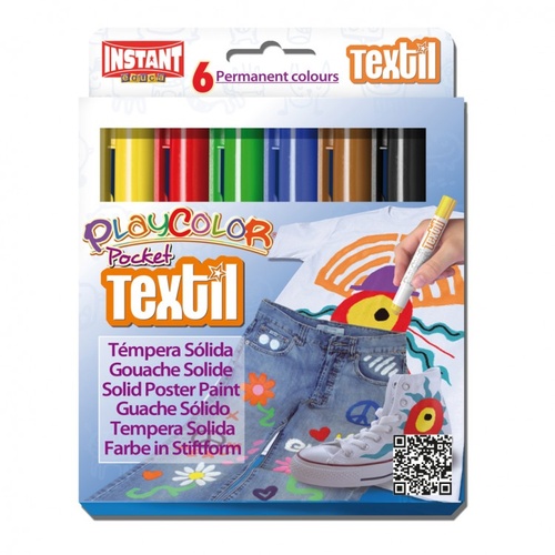 Playcolour Textil Fabric Fabric Paint Sticks - Set 6 x 5gm Pocket