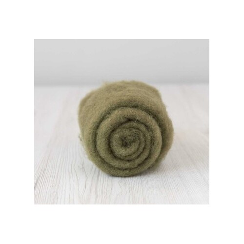 DHG 28 micron Carded Wool Batts OLIVE [Size: 50gm]