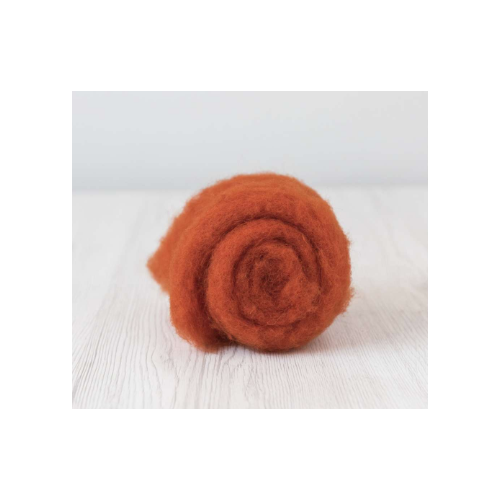 28 micron Carded Wool Batts PUMPKIN [Size: 50gm]