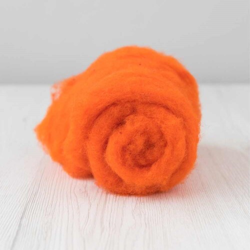 DHG 28 micron Carded Wool Batts ORANGE [Size: 50gm]